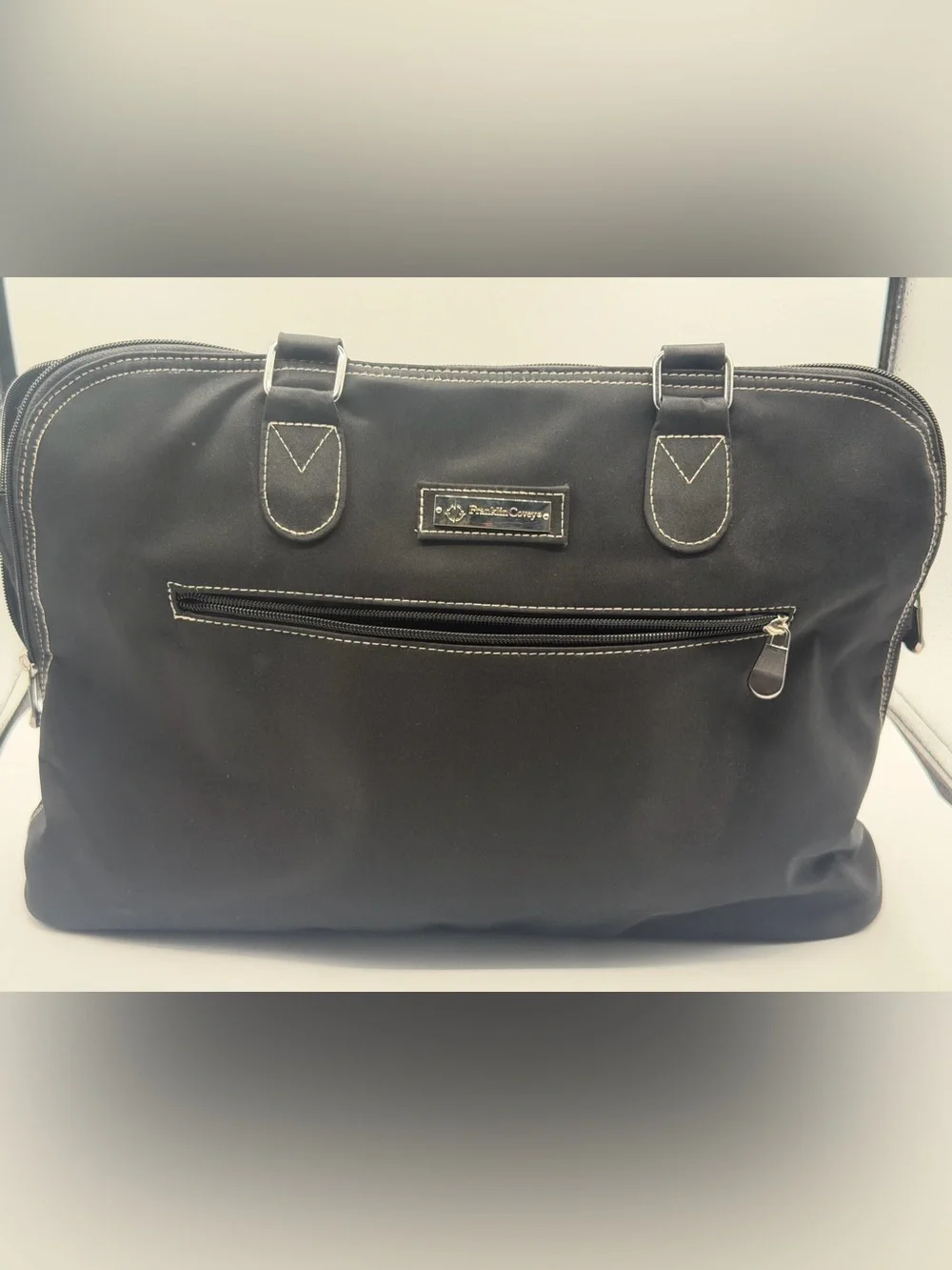 Franklin Covey Black Nylon Laptop Briefcase Business Tote Computer Bag